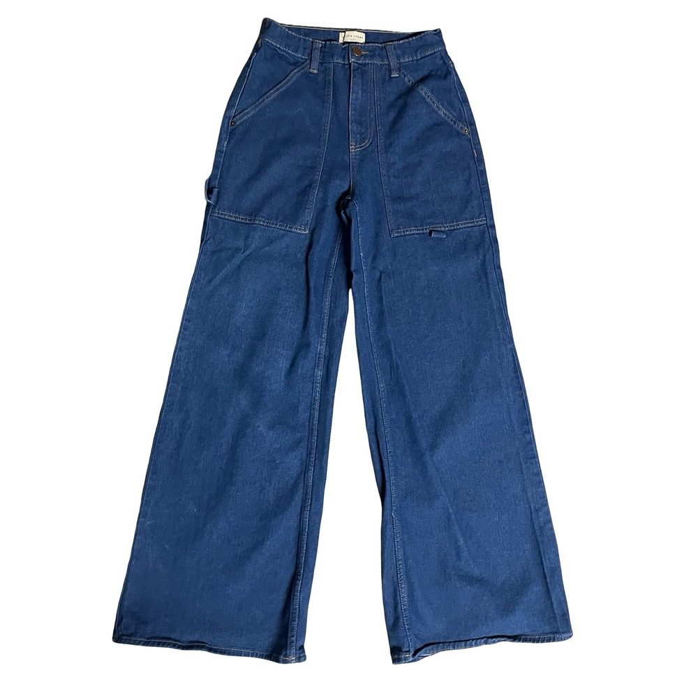Oliver Logan Womens Size 24 Blue Wide Leg Carpenter Jeans High Rise Utility